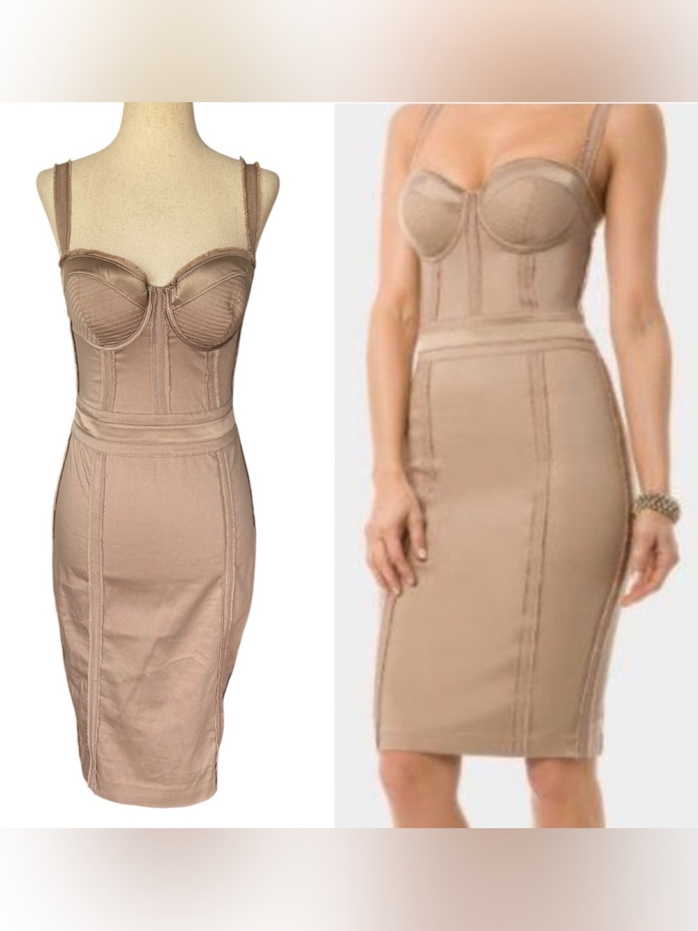 GUESS by MARCIANO Tan Carmella Bustier Dress sz 4